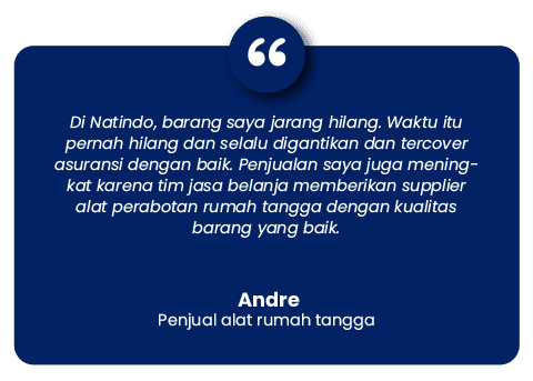 Testiominal Andre (Penjual Alat Rumah Tangga) setelah impor barang di Natindo Cargo